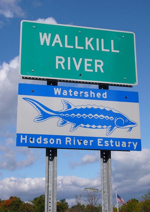 Hudson estuary watershed and Wallkill River signs - by L Heady