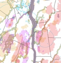 excerpt of map of Natural Heritage Important Areas shaded in different colors. More information about the project is available at https://www.nynhp.org/important-areas