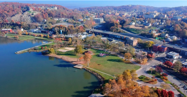 Image of Peekskill nestled along the Hudson from the city’s NRI website.
