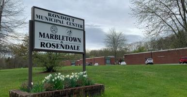 Sign in front of Marbletown and Rosendale town hall. 