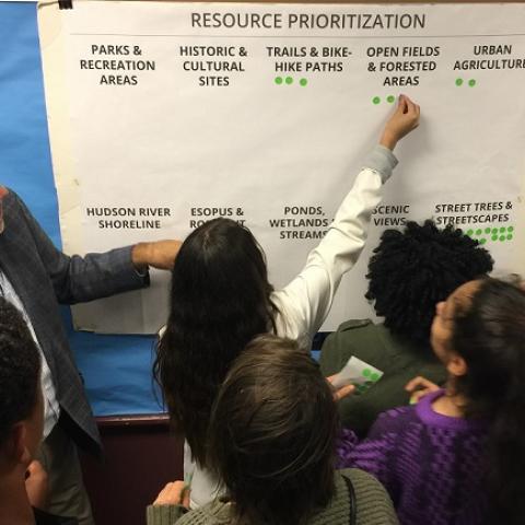 Kingston youth provide input during an open space prioritization activity. Photo by S. Hereth