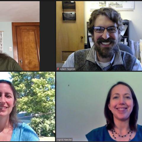 Screen shot from online meeting with photos of four people representing the team that received the Capital District Regional Planning Commission Erastus Corning Achievement Award
