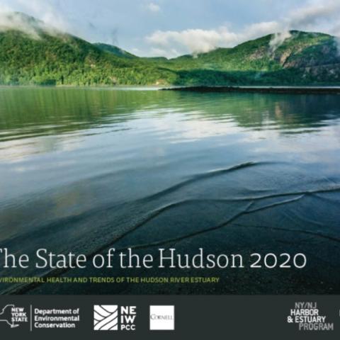 Front cover of the 2020 State of the Hudson with a view of the river in the background