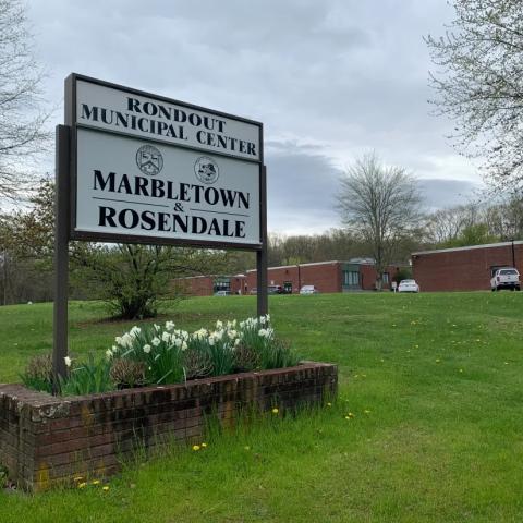 Sign in front of Marbletown and Rosendale town hall.