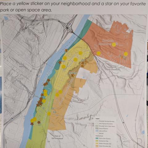 map of City of Rensselaer with dot stickers
