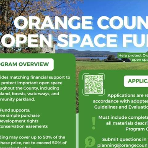 Flyer about the Orange County Open Space Fund with Program Overview, Application, and Eligibility sections